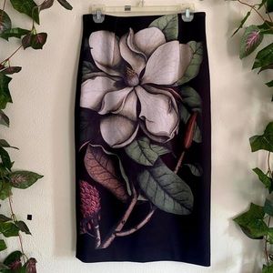 Black floral pencil skirt